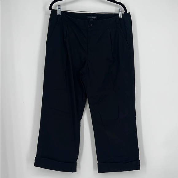 Banana Republic Vintage Y2K Wide Leg Chino Khaki Pants Trousers Cuffed Black 12 - Picture 1 of 9